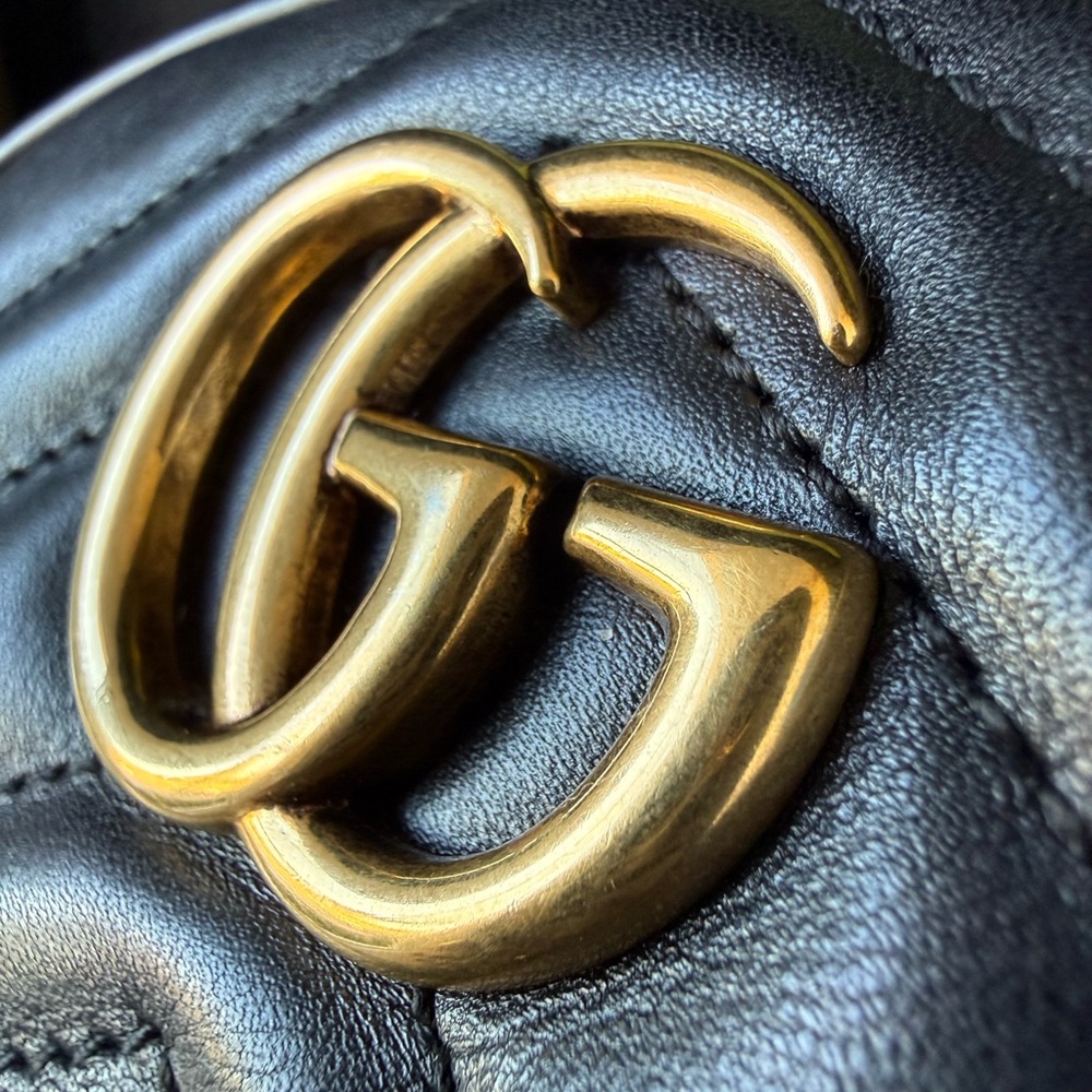 Gucci Marmont Quilted Black Belt Bag with Gold GG - Picture 10 of 12